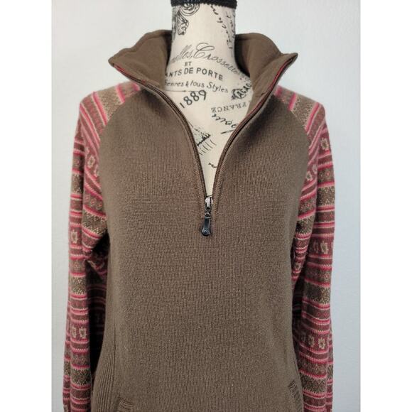 The North Face Sweater Womens SZ Medium Aztec Print 1/4 Zip Wool Blend Outdoor - Picture 9 of 13